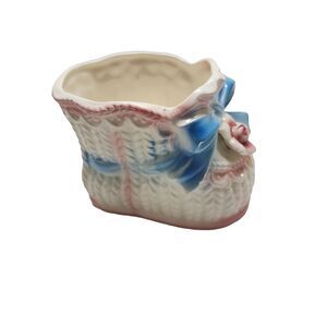 Rubens Originals Los Angeles Porcelain Baby Bootie Planter White Pink Blue Japan